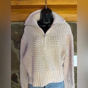 Sincerely Jules Chunky Knit Sweater Quarter Zip Women’s Med Dusty Rose